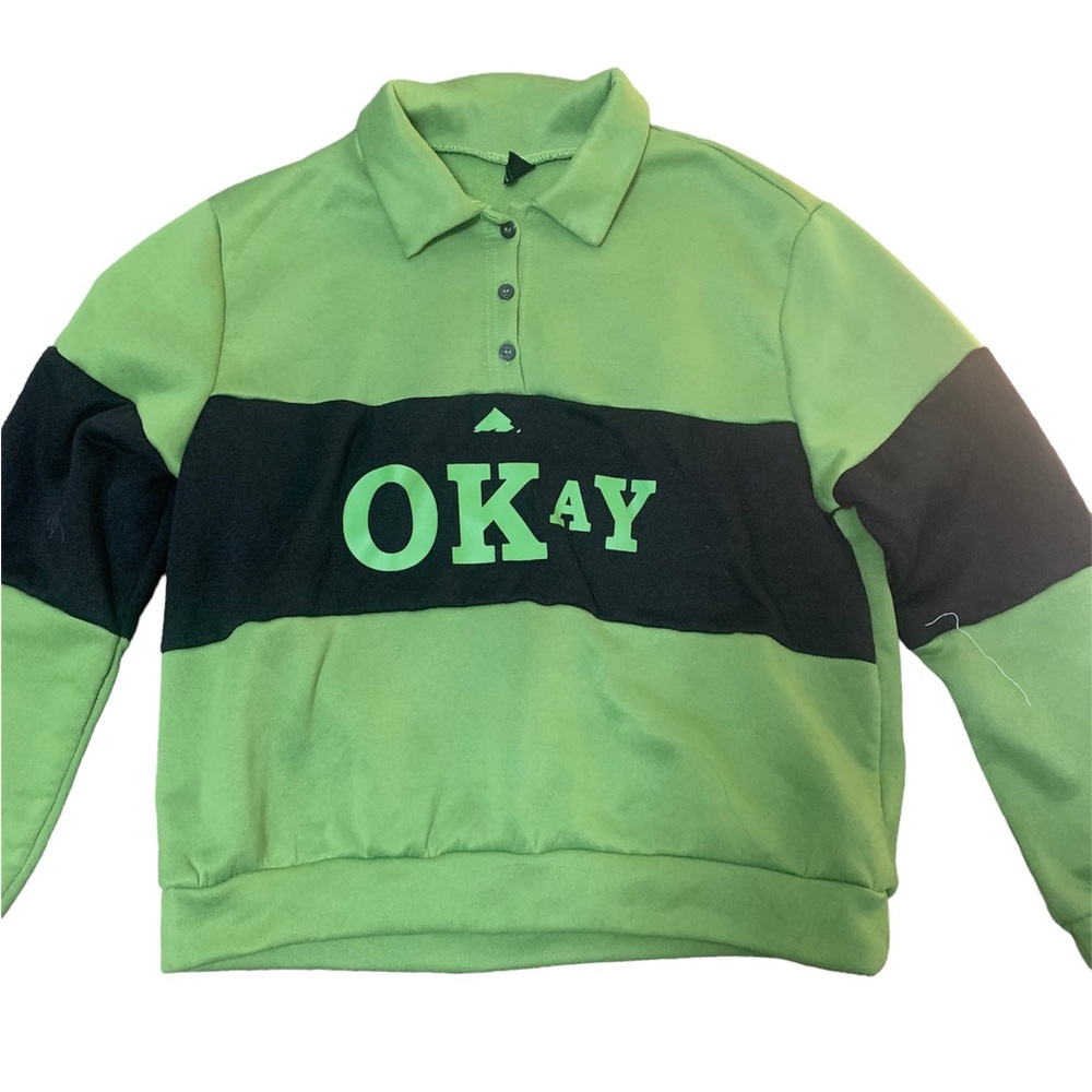 shein green button up sweater